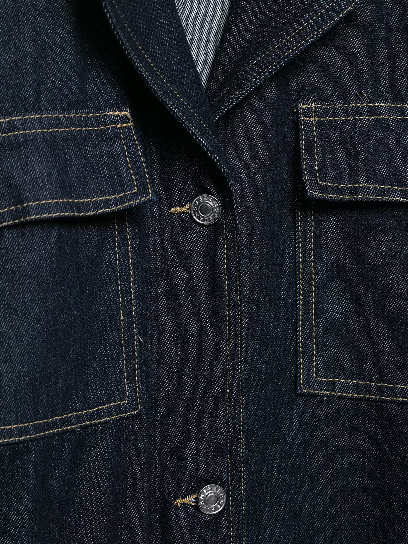 Women Clothing Autumn Polo Collar Belt Tooling Denim Coat - Iyanka