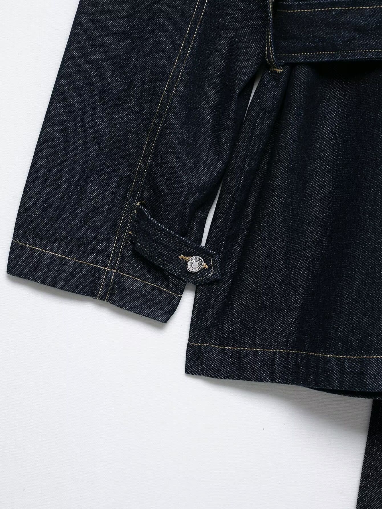 Women Clothing Autumn Polo Collar Belt Tooling Denim Coat - Iyanka