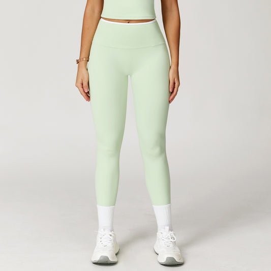 Nude Feel Yoga Pants High Waist Contrast Color Quick Drying Trousers Sports Running Fitness Sports Tights - Iyanka