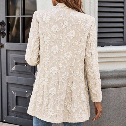Autumn Winter Jacquard Blazers Single Buckle Slimming Office Workplace Coat Women - Iyanka