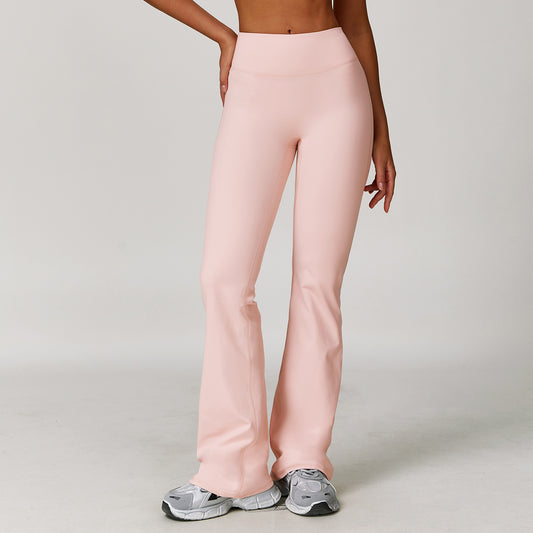 Brushed High Waist Yoga Trousers Tight Wide Leg Bell Bottoms Running Sports Fitness Bootcut Trousers - Iyanka