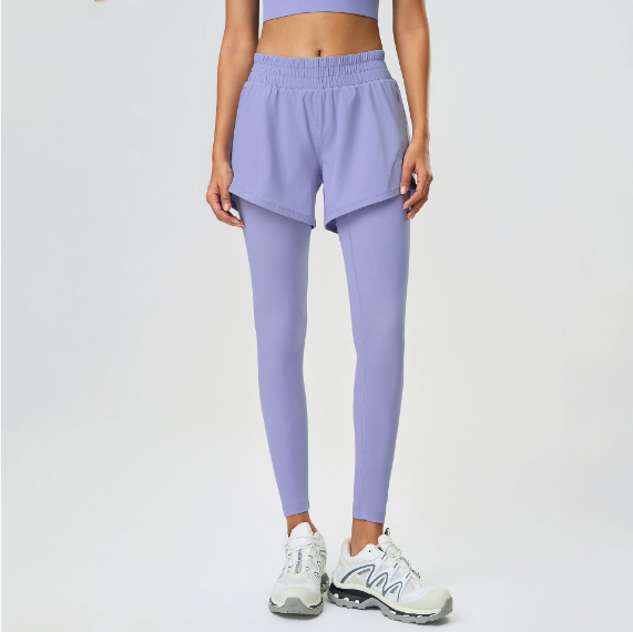 Faux Two Pieces Fitness Yoga Pants Outer Wear Slimming Cropped Pants Belly Contracting Hip Lifting Running Exercise Pants - Iyanka