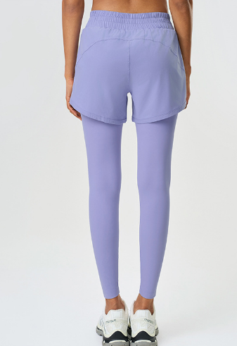 Faux Two Pieces Fitness Yoga Pants Outer Wear Slimming Cropped Pants Belly Contracting Hip Lifting Running Exercise Pants - Iyanka