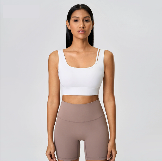 Shockproof Push up Hollow Out Cutout out Beauty Back Yoga Bra Nude Feel Skin Friendly Semi Fixed Cup Sports Underwear Women - Iyanka