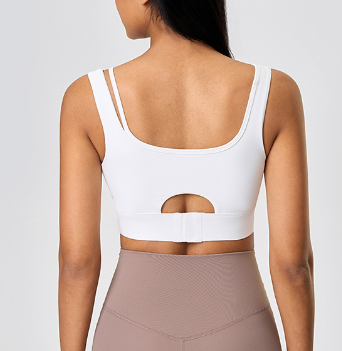 Shockproof Push up Hollow Out Cutout out Beauty Back Yoga Bra Nude Feel Skin Friendly Semi Fixed Cup Sports Underwear Women - Iyanka