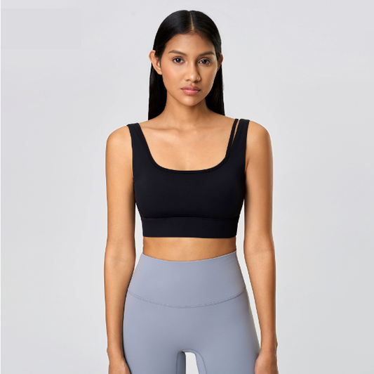 Shockproof Push up Hollow Out Cutout out Beauty Back Yoga Bra Nude Feel Skin Friendly Semi Fixed Cup Sports Underwear Women - Iyanka