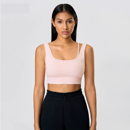 Shockproof Push up Hollow Out Cutout out Beauty Back Yoga Bra Nude Feel Skin Friendly Semi Fixed Cup Sports Underwear Women - Iyanka