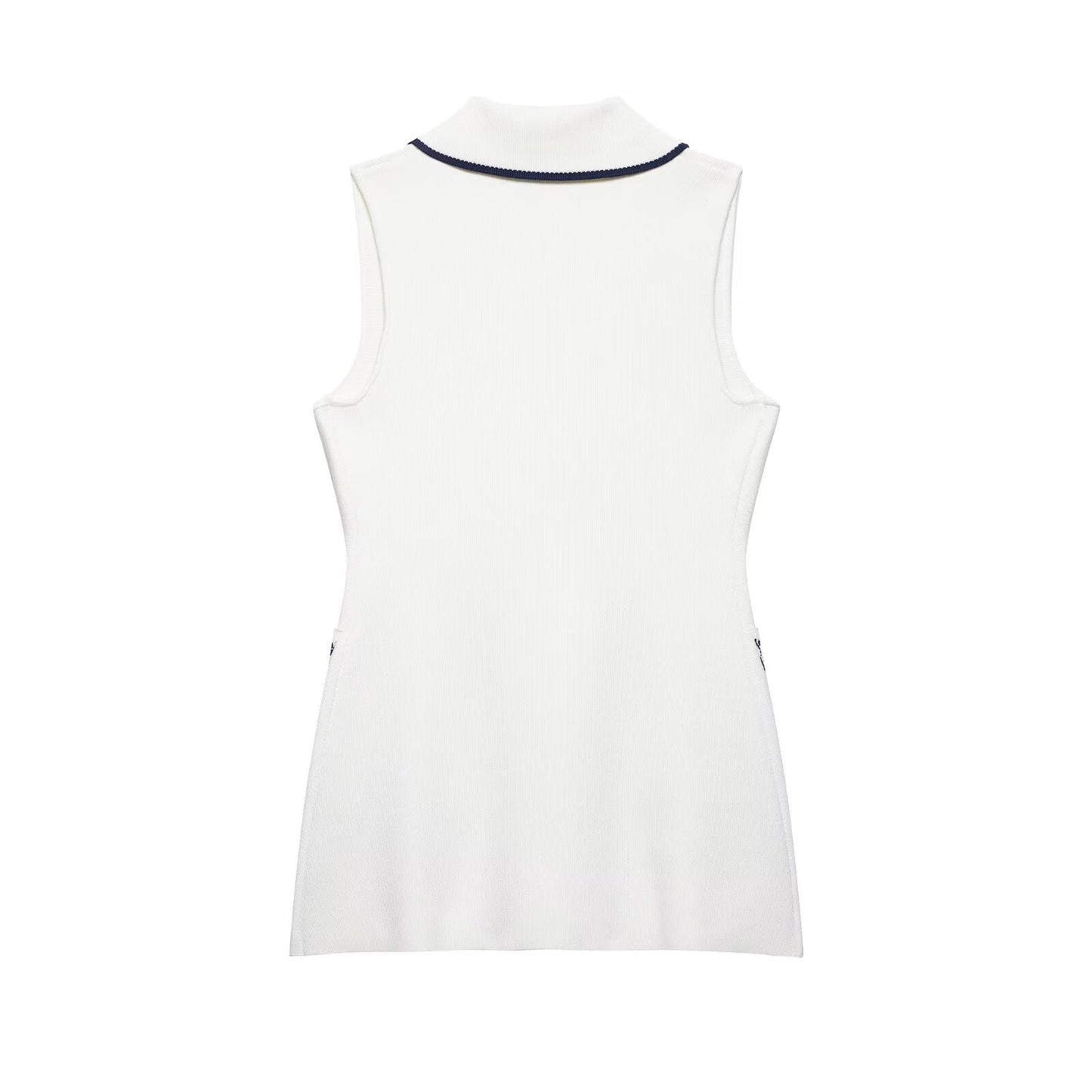 Spring Summer Double Breasted Trim Knitted Vest - Iyanka