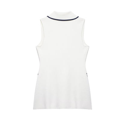 Spring Summer Double Breasted Trim Knitted Vest - Iyanka