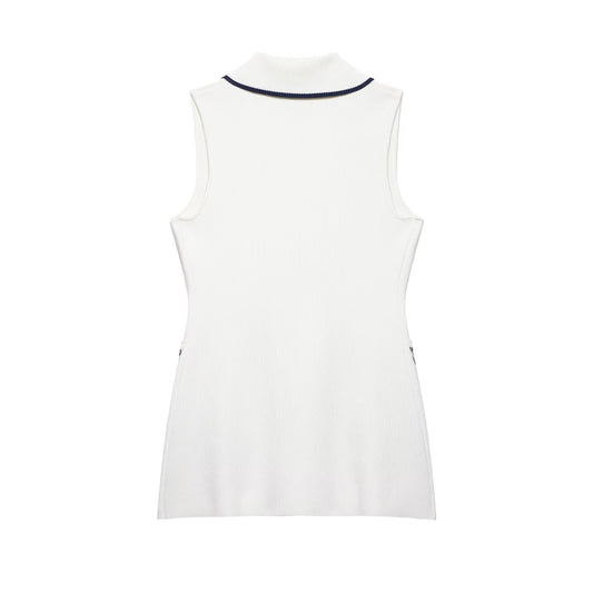 Spring Summer Double Breasted Trim Knitted Vest - Iyanka
