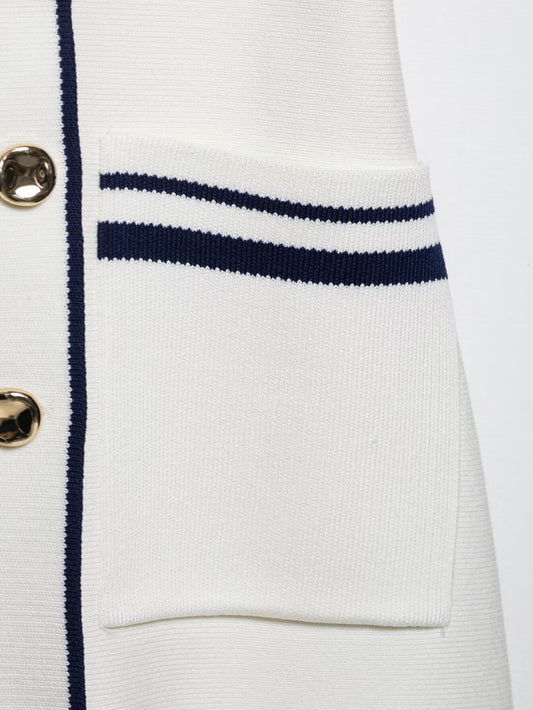 Spring Summer Double Breasted Trim Knitted Vest - Iyanka