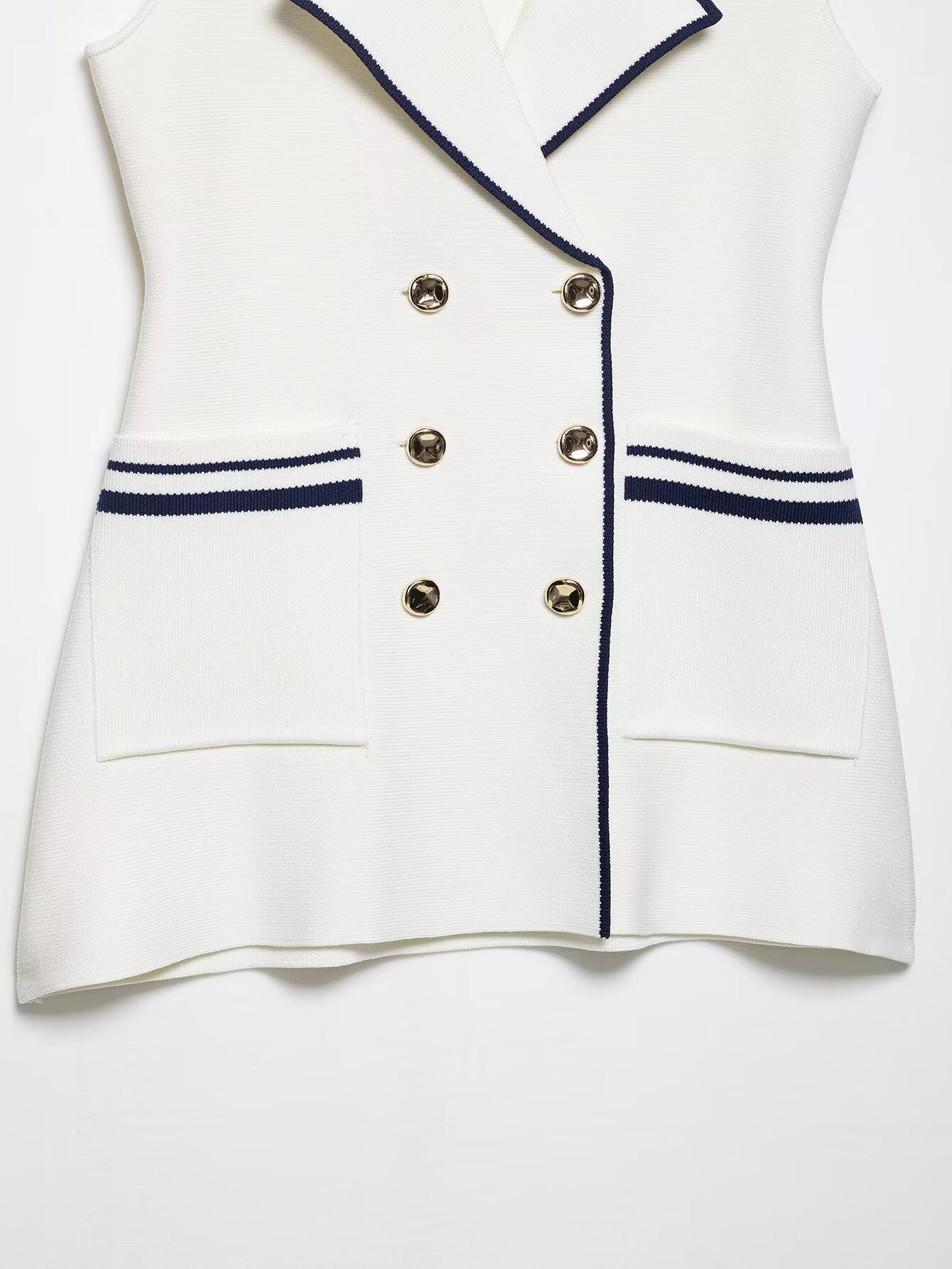 Spring Summer Double Breasted Trim Knitted Vest - Iyanka