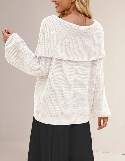 Autumn Winter Women Clothing Loose Sweater off Neck Pullover Sweater - Iyanka