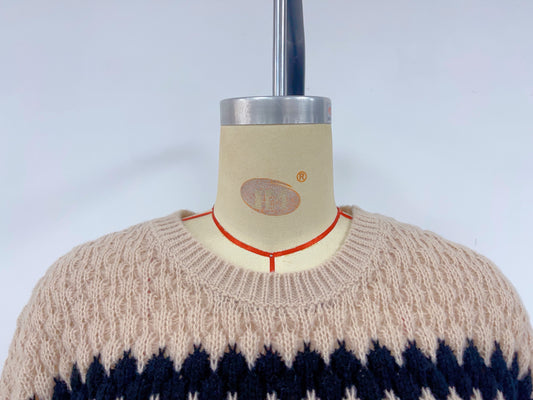 Autumn Winter Women Knitted Pullover Striped Trendy Loose Sweater - Iyanka