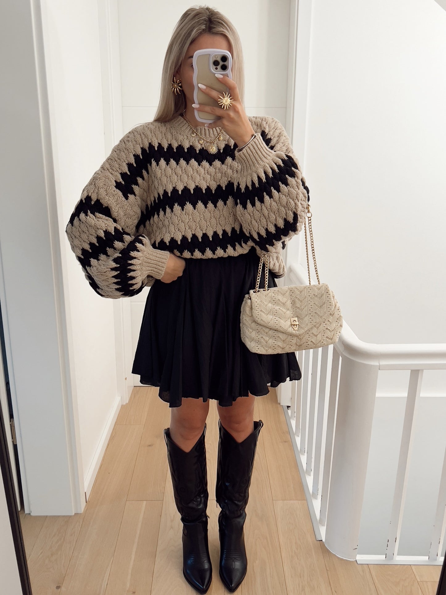 Autumn Winter Women Knitted Pullover Striped Trendy Loose Sweater - Iyanka
