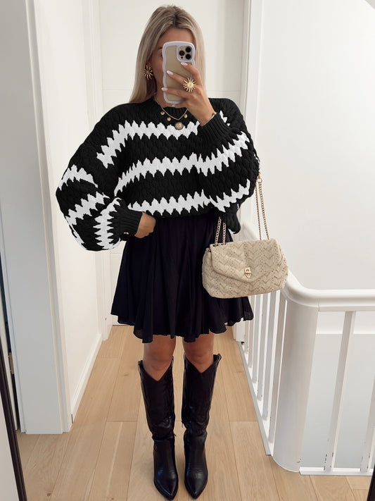 Autumn Winter Women Knitted Pullover Striped Trendy Loose Sweater - Iyanka