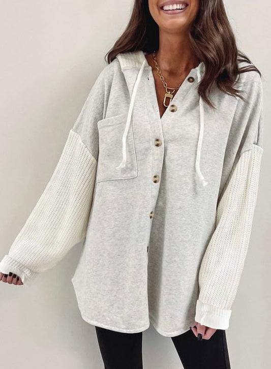 Fall Winter Women Clothing Sweater Patchwork Hoodie Casual Coat for Women - Iyanka