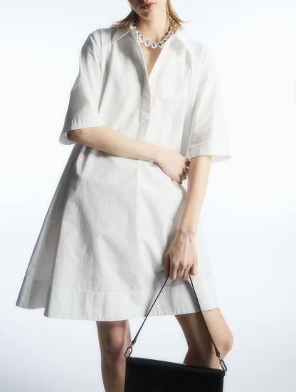 A line Mini Dress Women Summer Solid Color Loose Short Dress