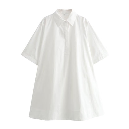 A line Mini Dress Women Summer Solid Color Loose Short Dress