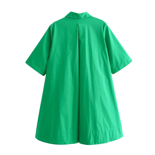 A line Mini Dress Women Summer Solid Color Loose Short Dress