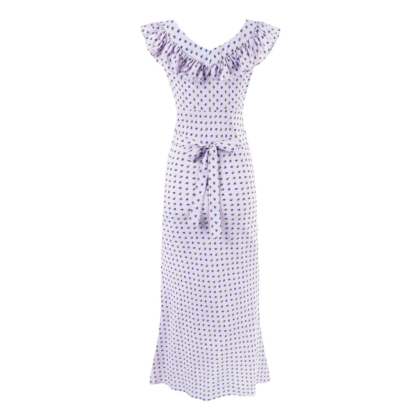 Summer Sexy Square Neck Ruffled Waist Trimming Printing Sheath Dress