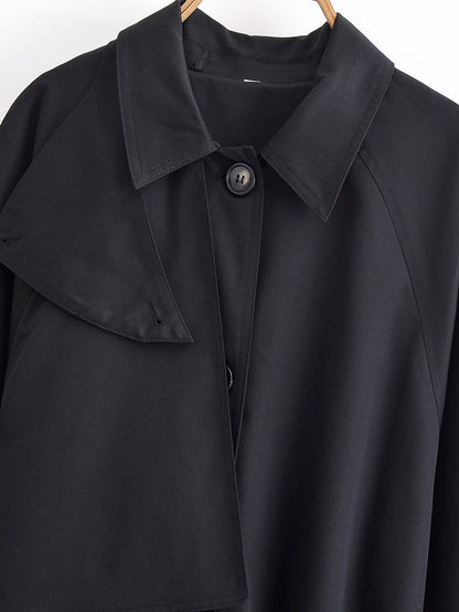 Autumn Women Overcoat Loose Solid Color Trench Coat - Iyanka