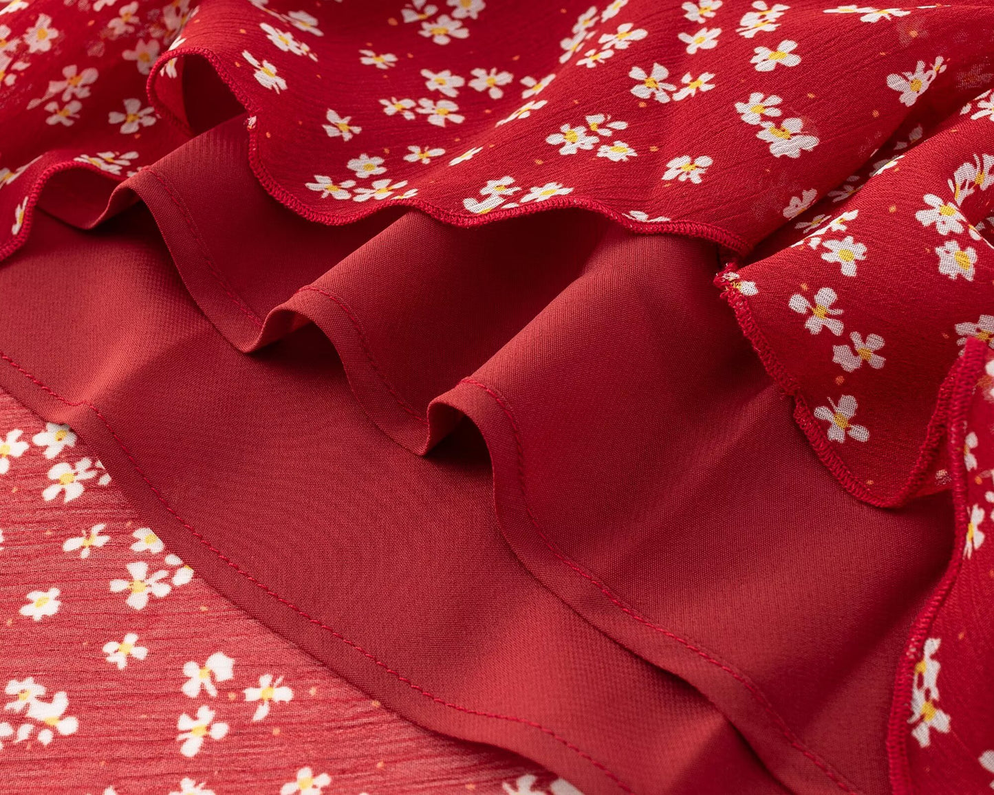 Red Small Floral Sling Dress Women Summer Tight Waist A line Slimming Backless Holiday Maxi Dress