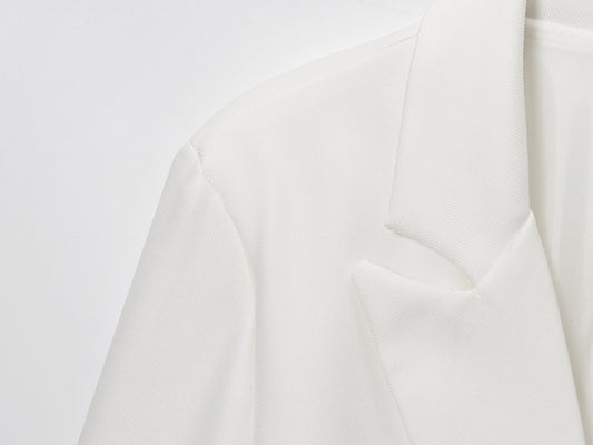 Women Clothing Fall Office Solid Color Waist Belt Linen Blend Blazer - Iyanka