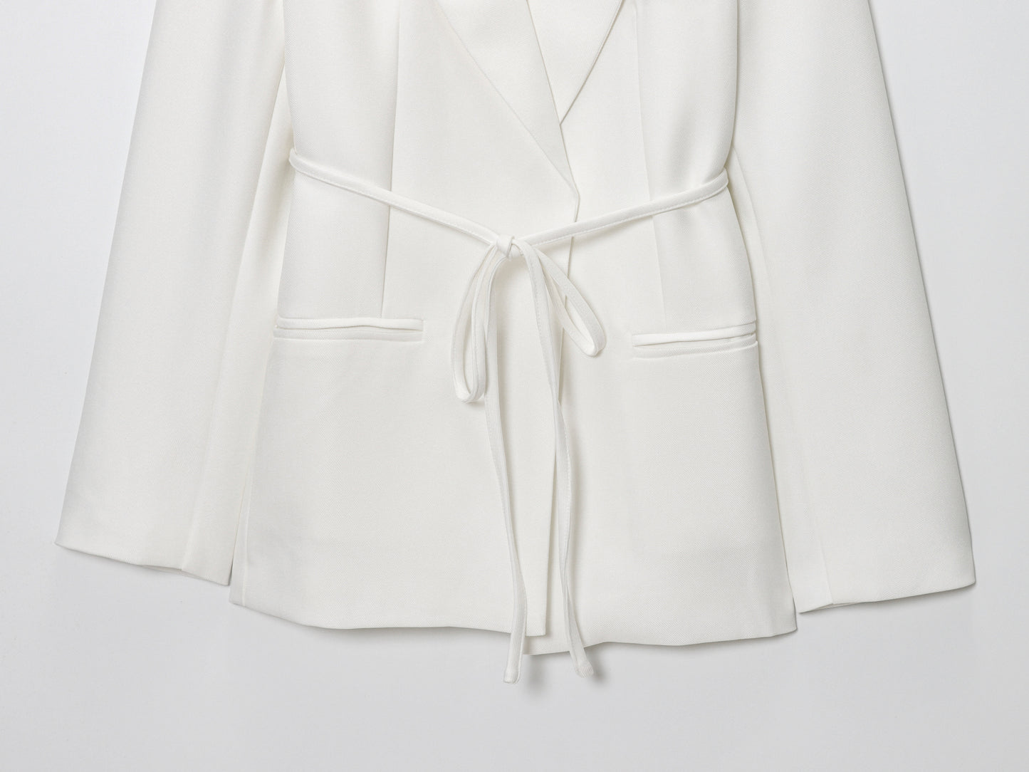 Women Clothing Fall Office Solid Color Waist Belt Linen Blend Blazer - Iyanka