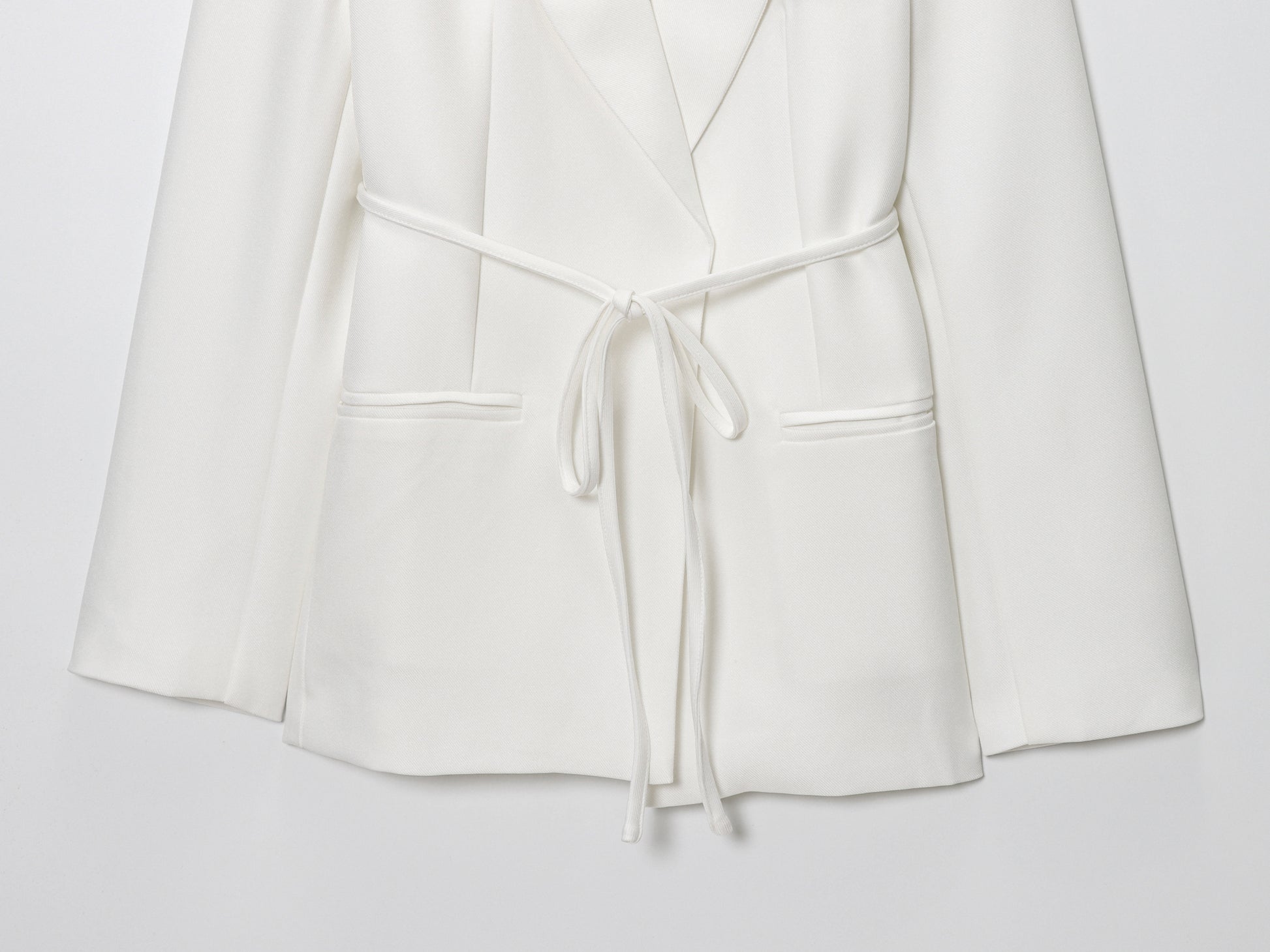 Women Clothing Fall Office Solid Color Waist Belt Linen Blend Blazer - Iyanka