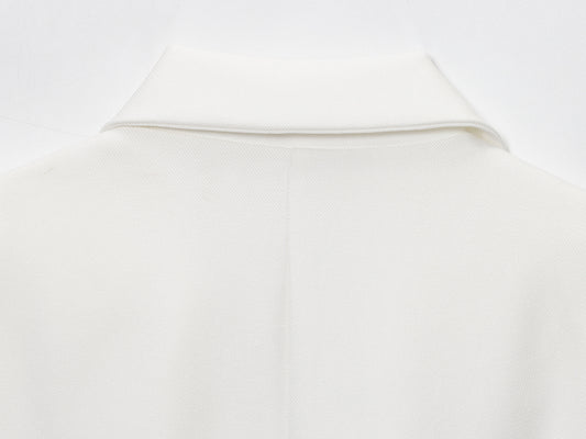 Women Clothing Fall Office Solid Color Waist Belt Linen Blend Blazer - Iyanka