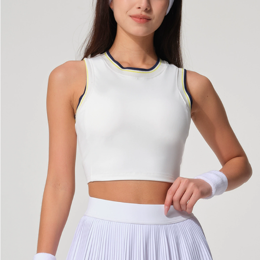 Yoga Exercise Vest Contrast Color Striped Detachable Chest Pad High Elastic Quick Drying Breathable Fitness Women Top - Iyanka