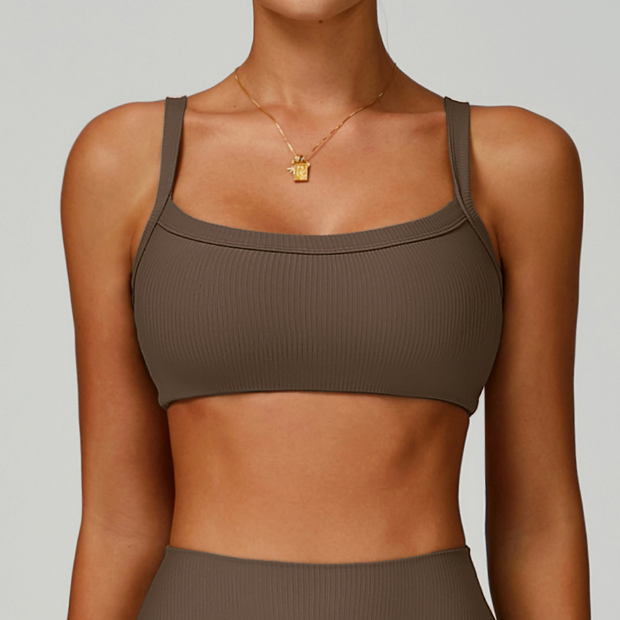 Double Shoulder Strap Thread Yoga Bra Hollow Out Cutout Back Tight Sports Underwear Outer Wear Running Fitness Clothes - Iyanka