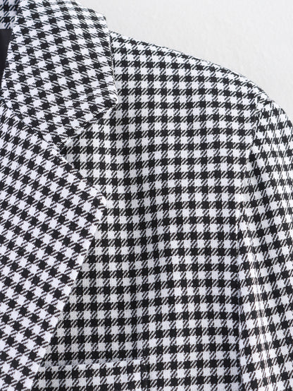 Women Autumn Plaid Double Breasted Coat Personalized Blazers - Iyanka