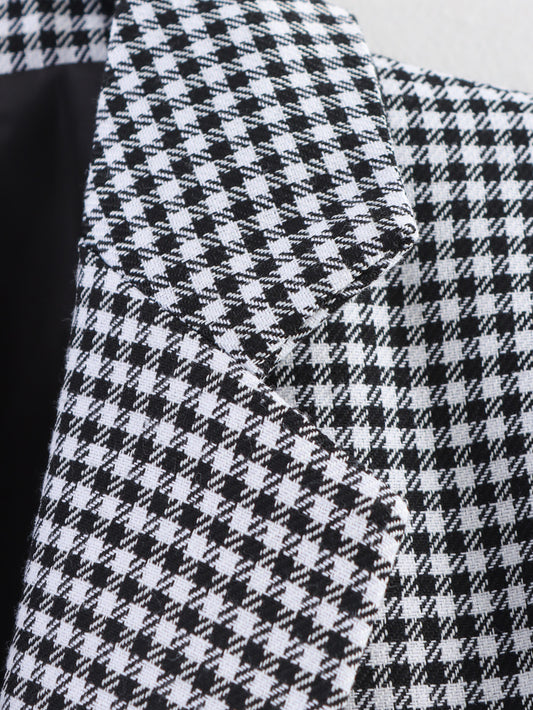 Women Autumn Plaid Double Breasted Coat Personalized Blazers - Iyanka