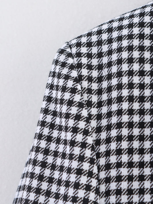 Women Autumn Plaid Double Breasted Coat Personalized Blazers - Iyanka
