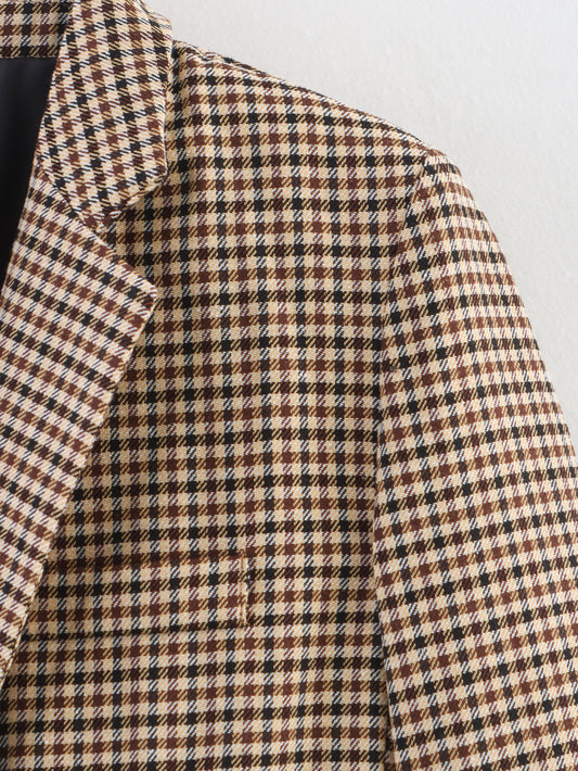 Women Autumn Plaid Double Breasted Coat Personalized Blazers - Iyanka