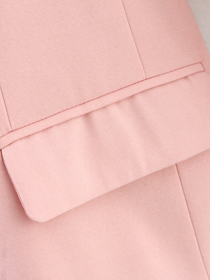 Women Clothing Summer Simple Elegant Collarless Loose Pink Blazer - Iyanka