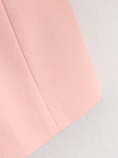 Women Clothing Summer Simple Elegant Collarless Loose Pink Blazer - Iyanka