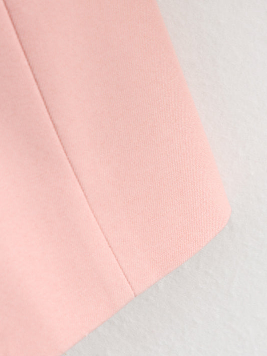 Women Clothing Summer Simple Elegant Collarless Loose Pink Blazer - Iyanka