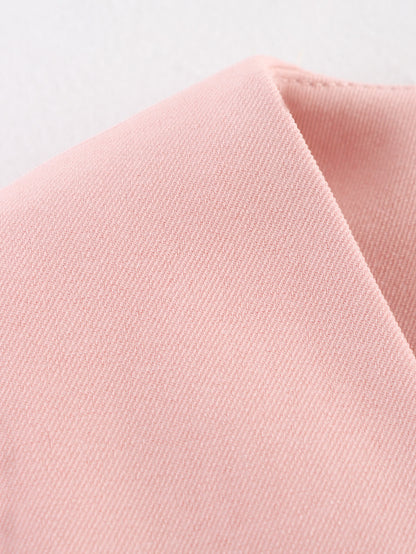 Women Clothing Summer Simple Elegant Collarless Loose Pink Blazer - Iyanka