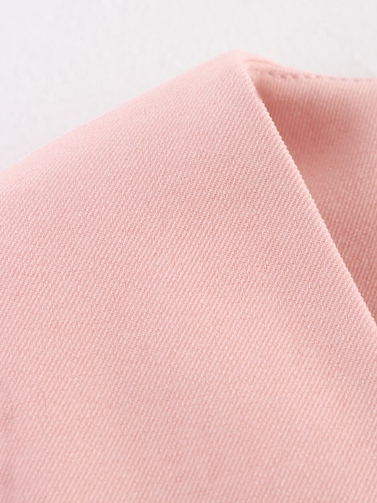 Women Clothing Summer Simple Elegant Collarless Loose Pink Blazer - Iyanka