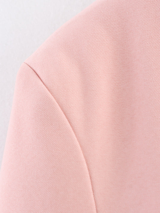 Women Clothing Summer Simple Elegant Collarless Loose Pink Blazer - Iyanka
