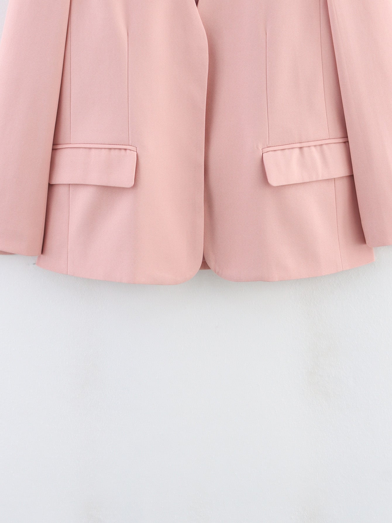 Women Clothing Summer Simple Elegant Collarless Loose Pink Blazer - Iyanka