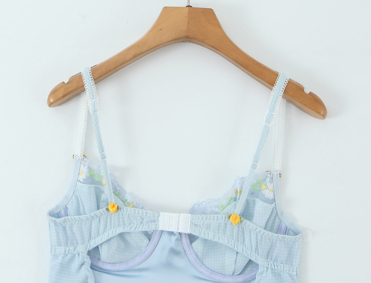 Summer Sexy Blue Nightgown Sexy Satin Casual Slip Dress
