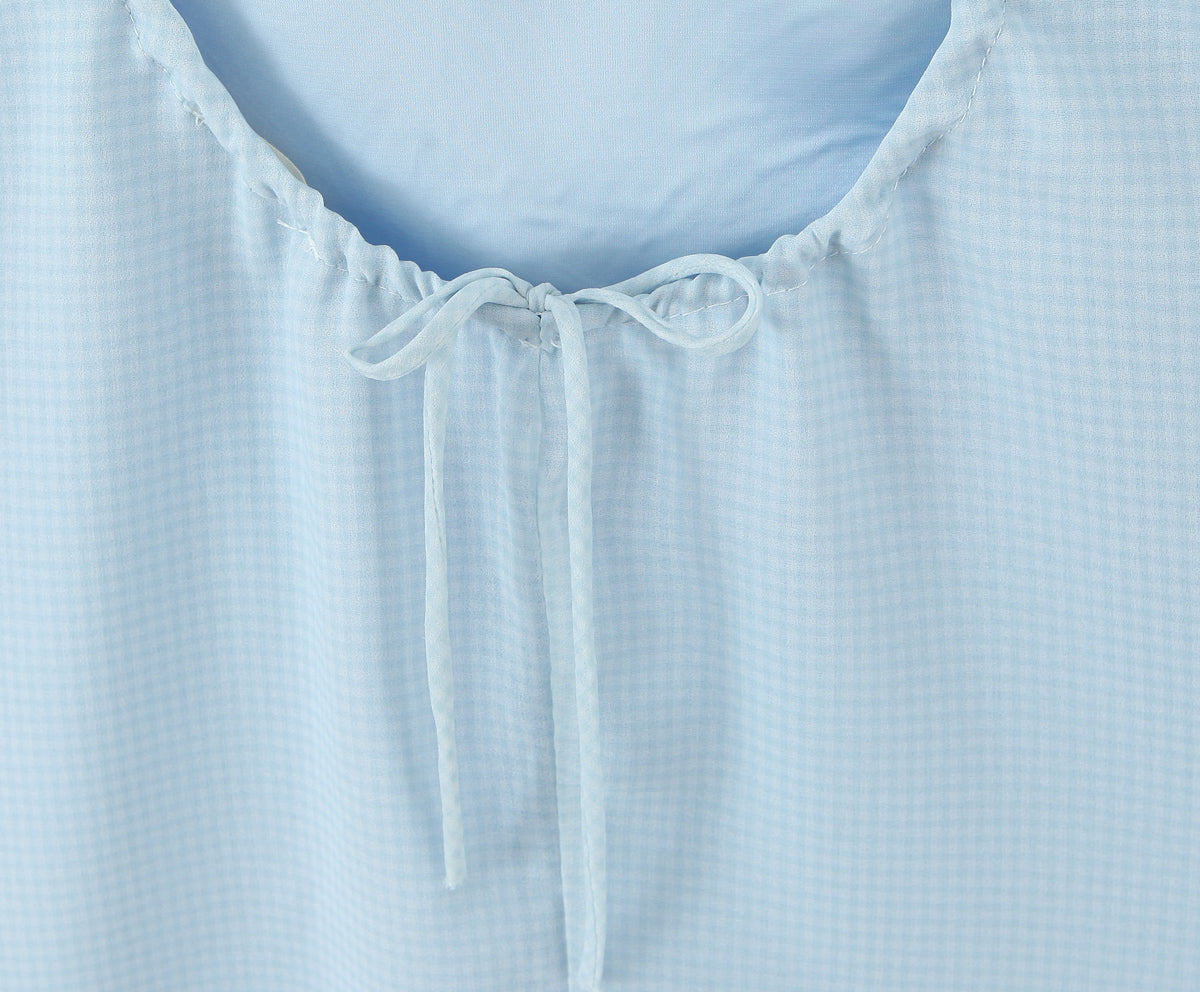 Summer Sexy Blue Nightgown Sexy Satin Casual Slip Dress