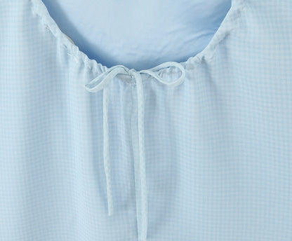 Summer Sexy Blue Nightgown Sexy Satin Casual Slip Dress