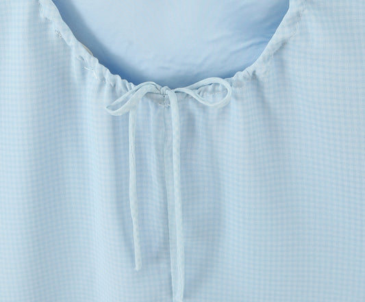 Summer Sexy Blue Nightgown Sexy Satin Casual Slip Dress