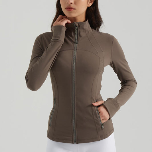 Yoga Clothes Coat Women Running Cycling Sports Long Sleeve Slim Stand Collar Sports Workout Clothes Women - Iyanka