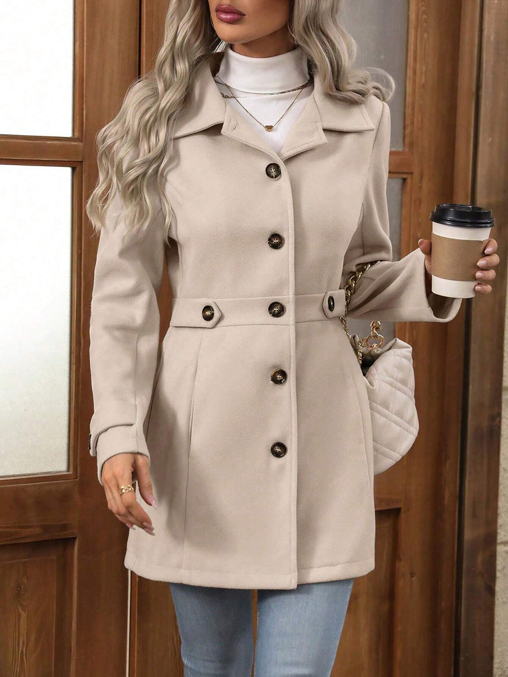 Autumn Winter Collared Women Woolen Slim Fit Coat - Iyanka